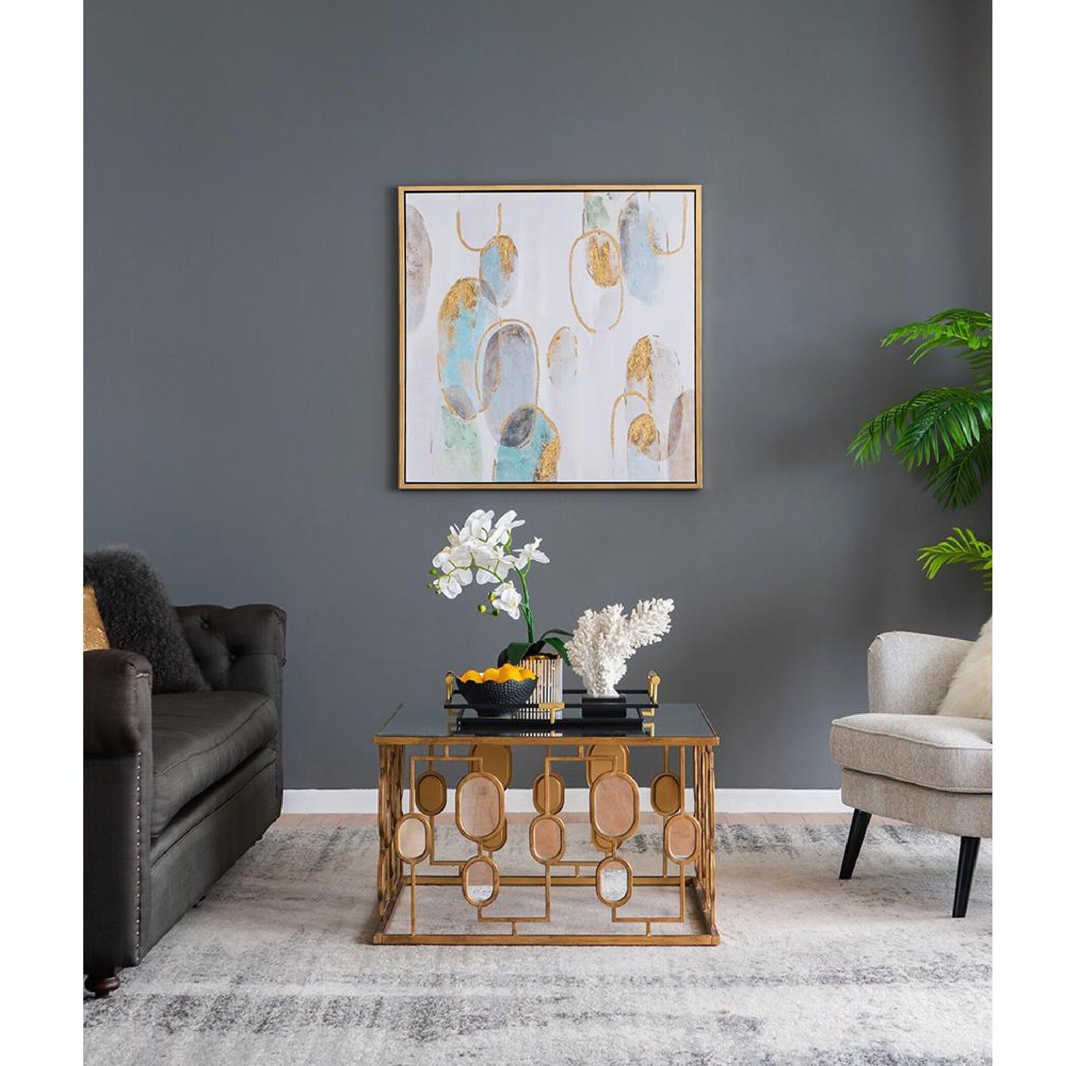 Gizem Gold/Gray/Blue Wall Art