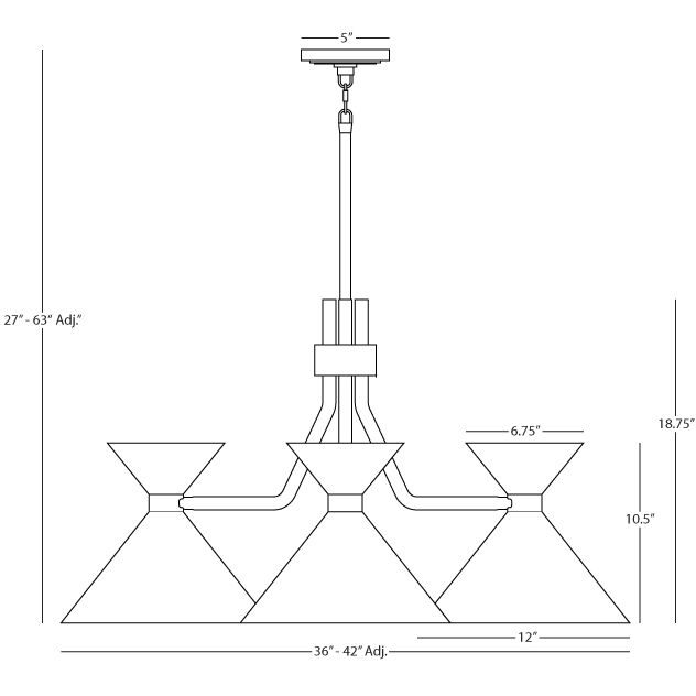 Cinch 3 Light 36 inch Matte Black Chandelier Ceiling Light