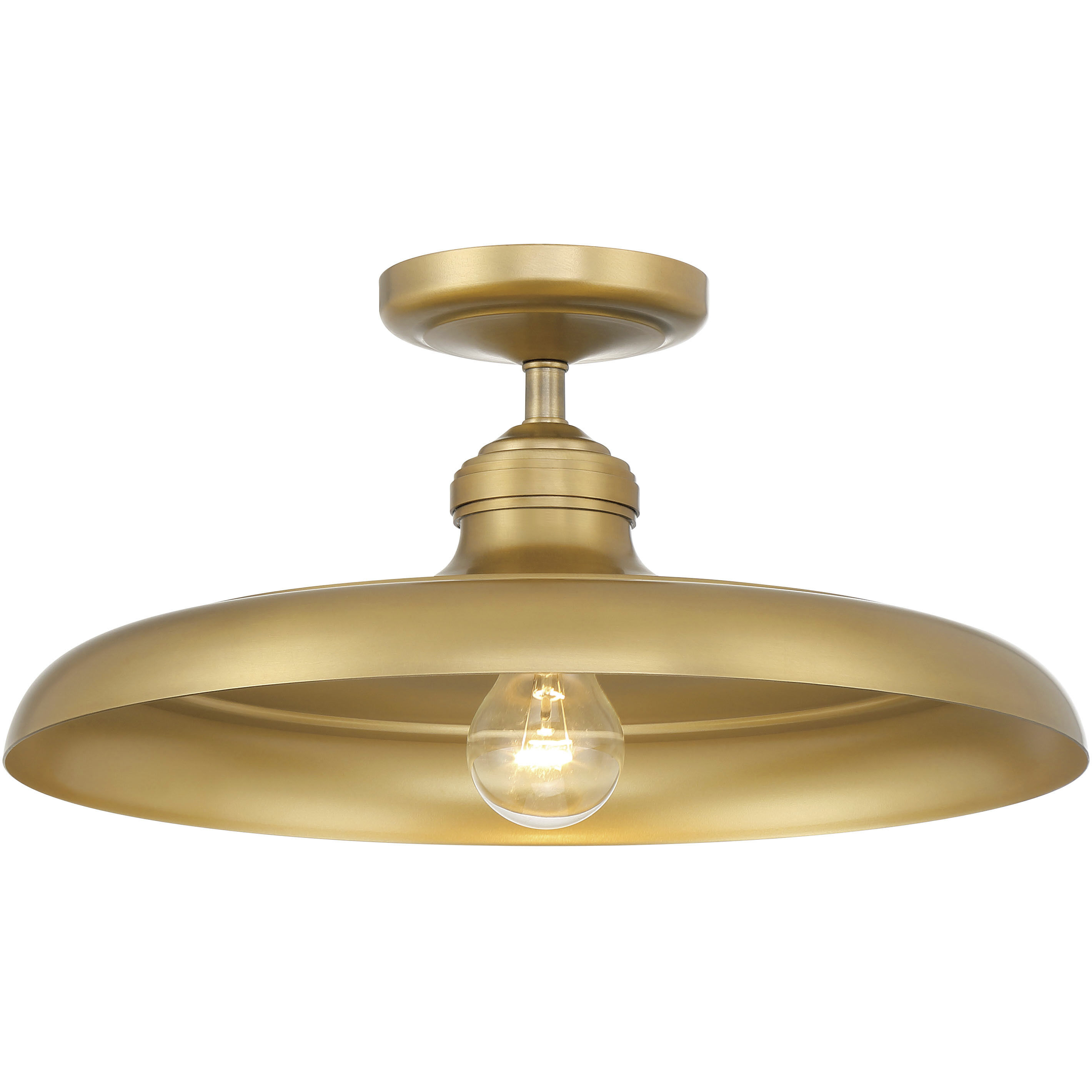 Crowne 1 Light 16 inch Legacy Brass Semi Flush Ceiling Light