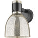 Lawton Bell Sconce Wall Light in Matte Black, Mercury Glass