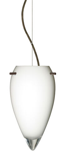 Juli 1 Light Bronze Pendant Ceiling Light in Opal Glossy Glass, Incandescent