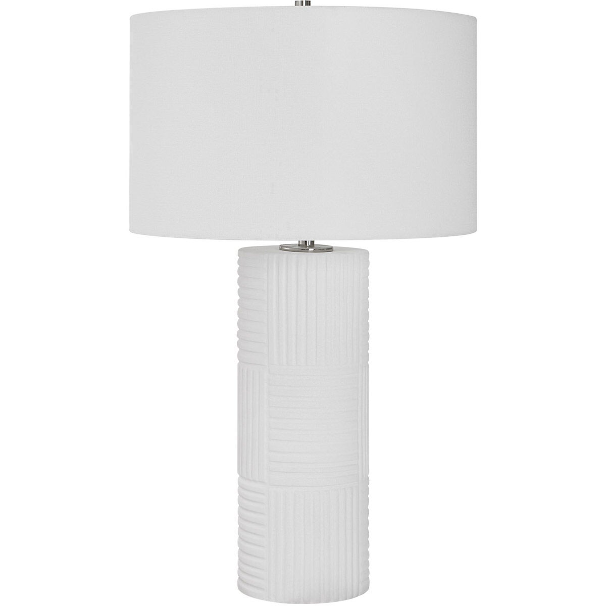 Patchwork 28 inch 150.00 watt Satin White Glaze and Brushed Nickel Table Lamp Portable Light