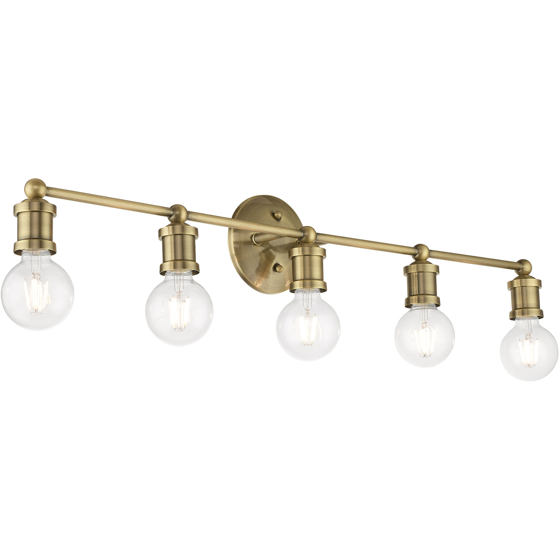 Lansdale 5 Light 34 inch Antique Brass Vanity Sconce Wall Light, Large
