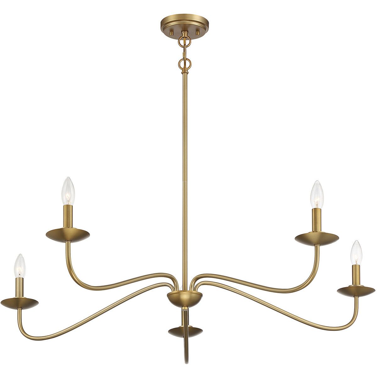 Traditional 5 Light 42 inch Natural Brass Chandelier Ceiling Light