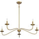 Traditional 5 Light 42 inch Natural Brass Chandelier Ceiling Light