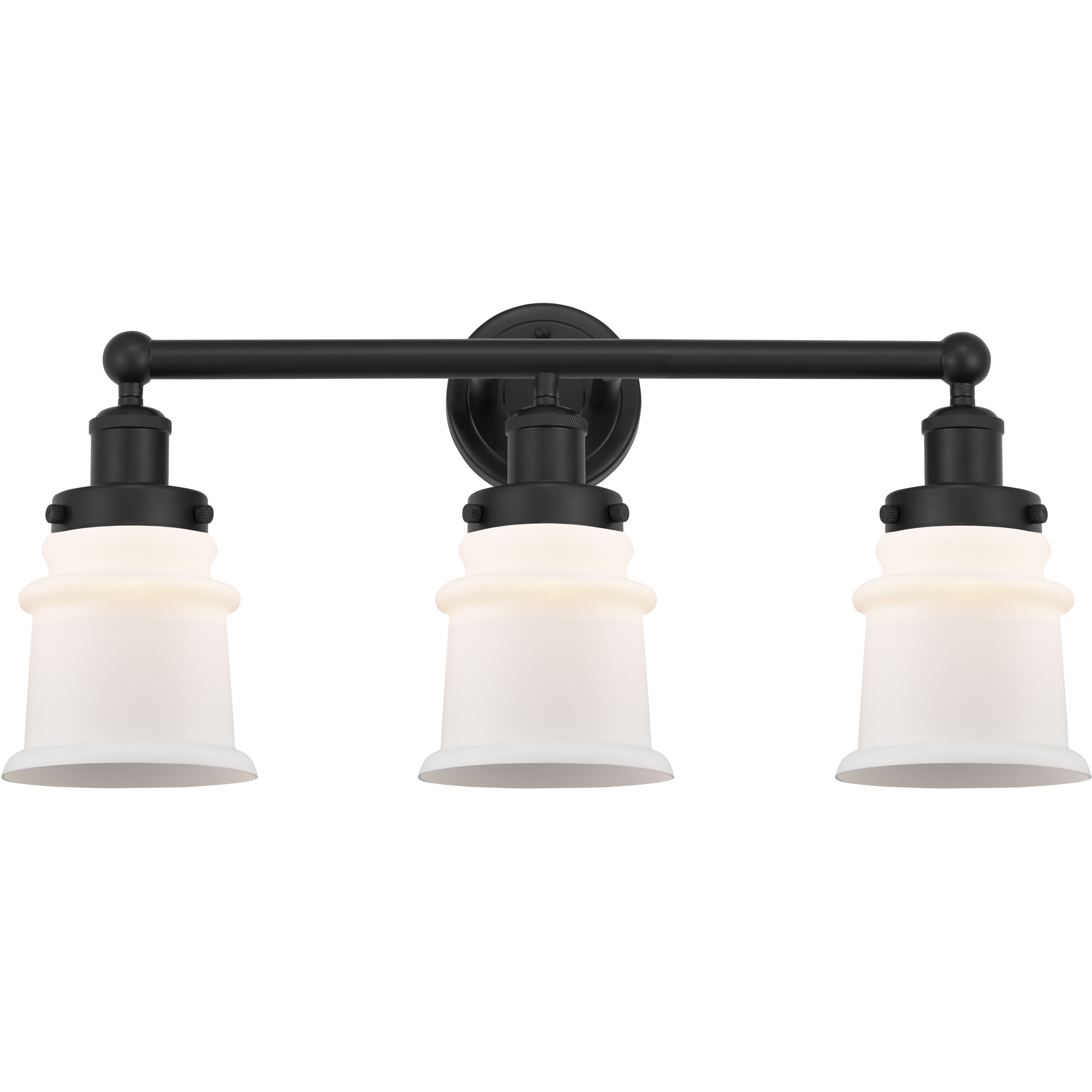 Edison Canton 3 Light 23 inch Matte Black Bath Vanity Light Wall Light in Matte White Glass