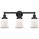 Edison Canton 3 Light 23 inch Matte Black Bath Vanity Light Wall Light in Matte White Glass