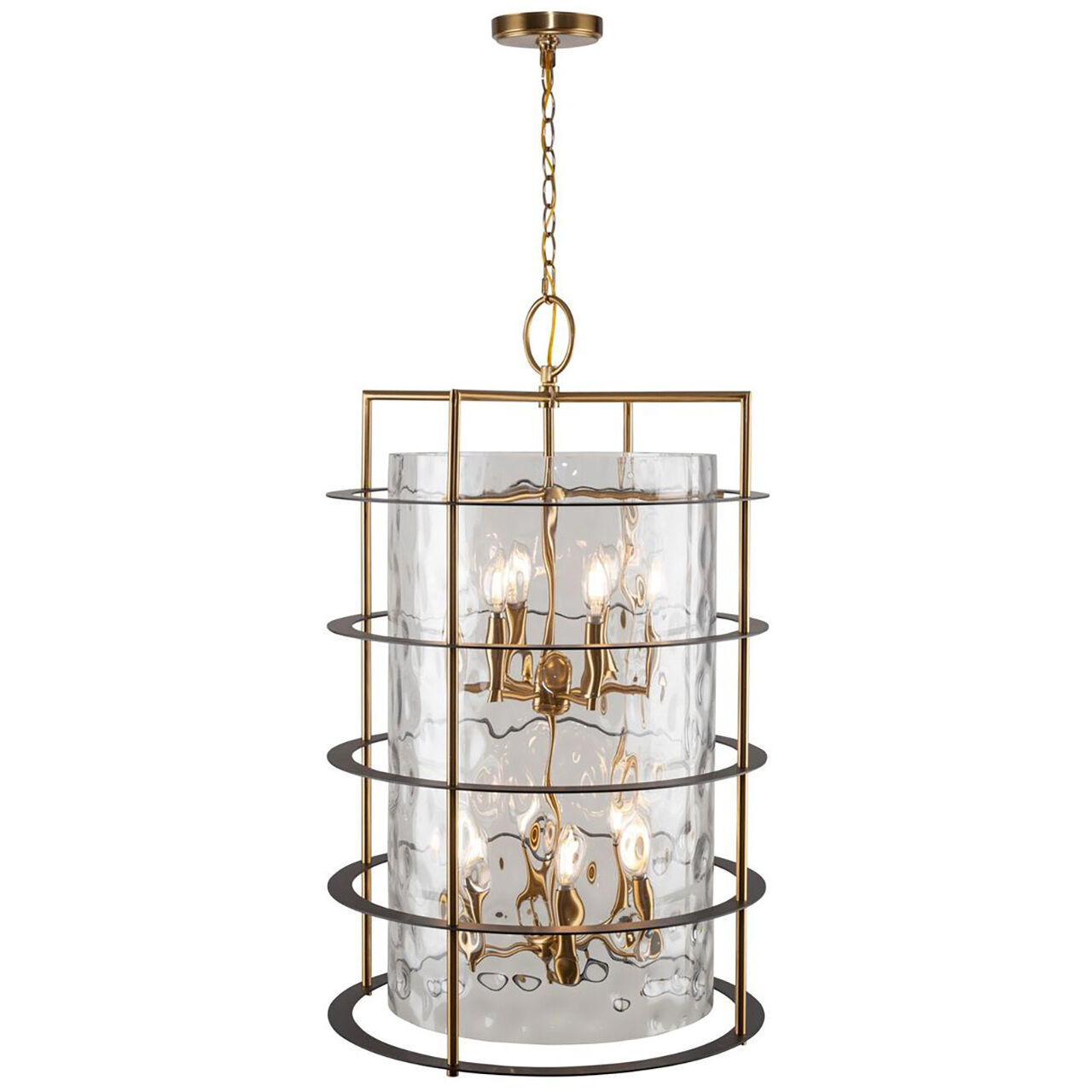 Burford LED 20.5 inch Brass and Black Chandelier Ceiling Light