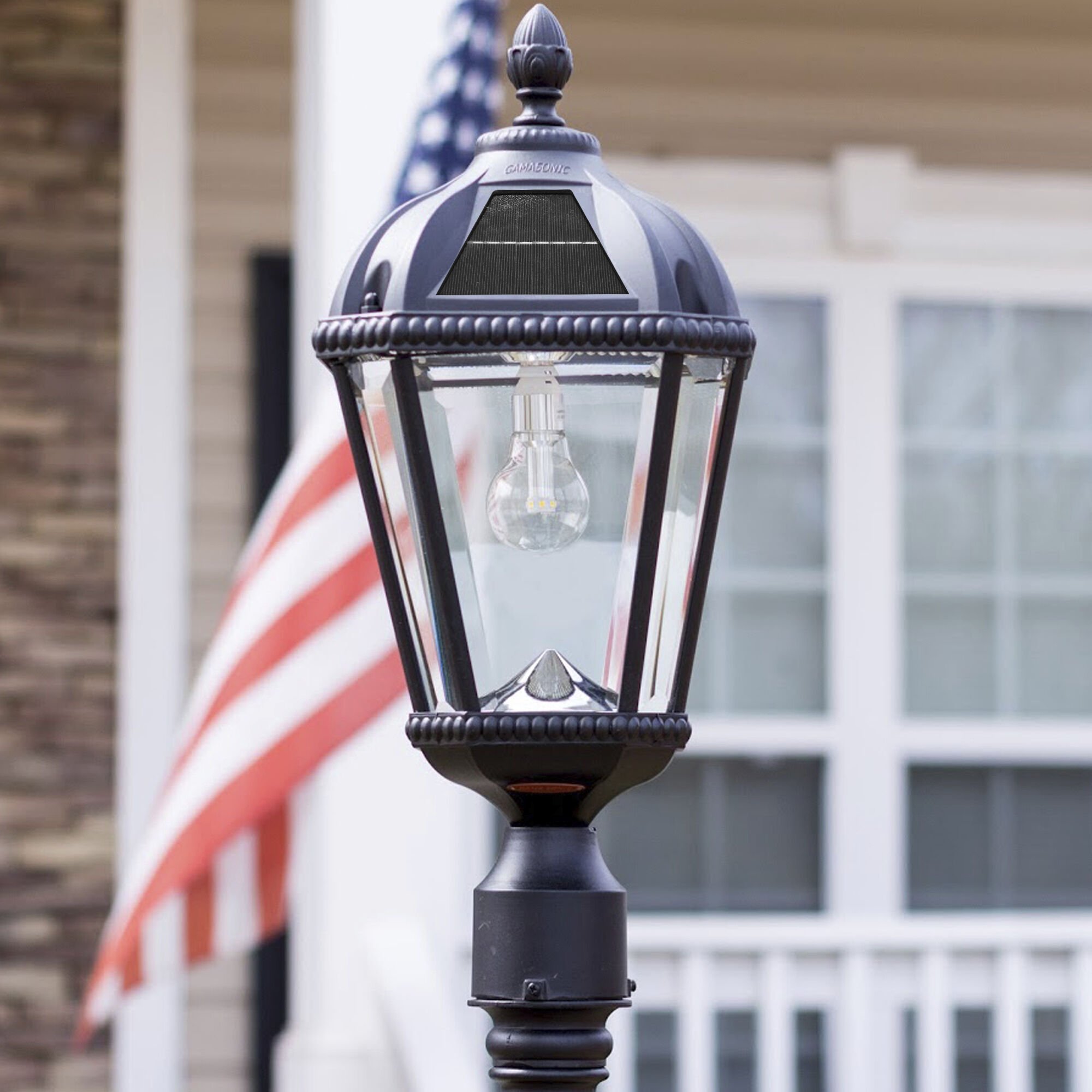 Royal LED 87 inch Black Lamp Post Set, Solar