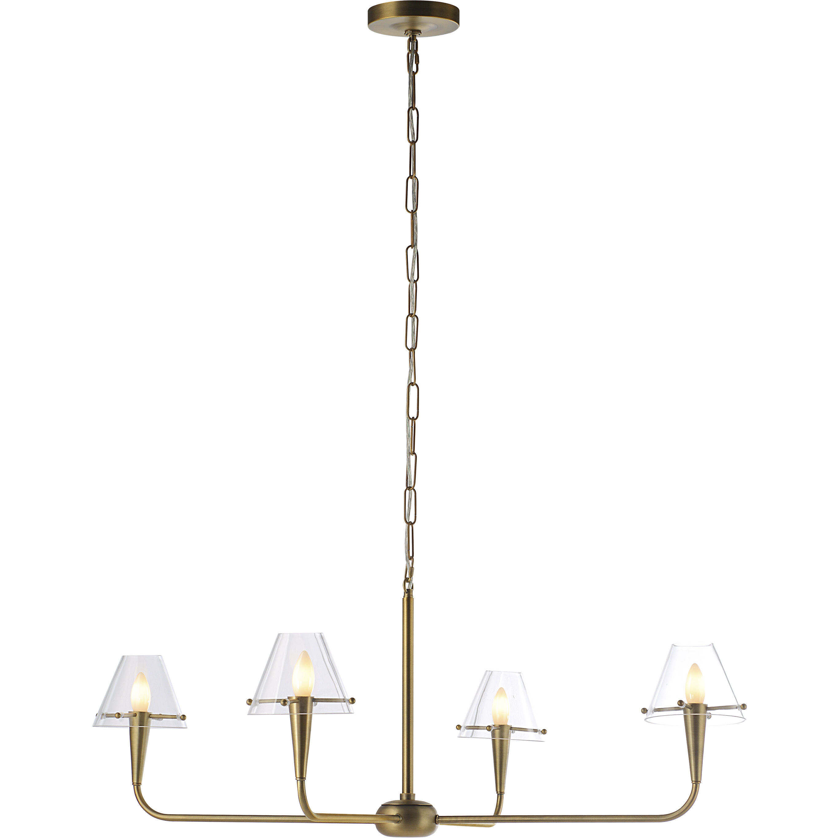 Maite 4 Light 42 inch Plated Dark Antique Brushed Brass Chandelier Ceiling Light