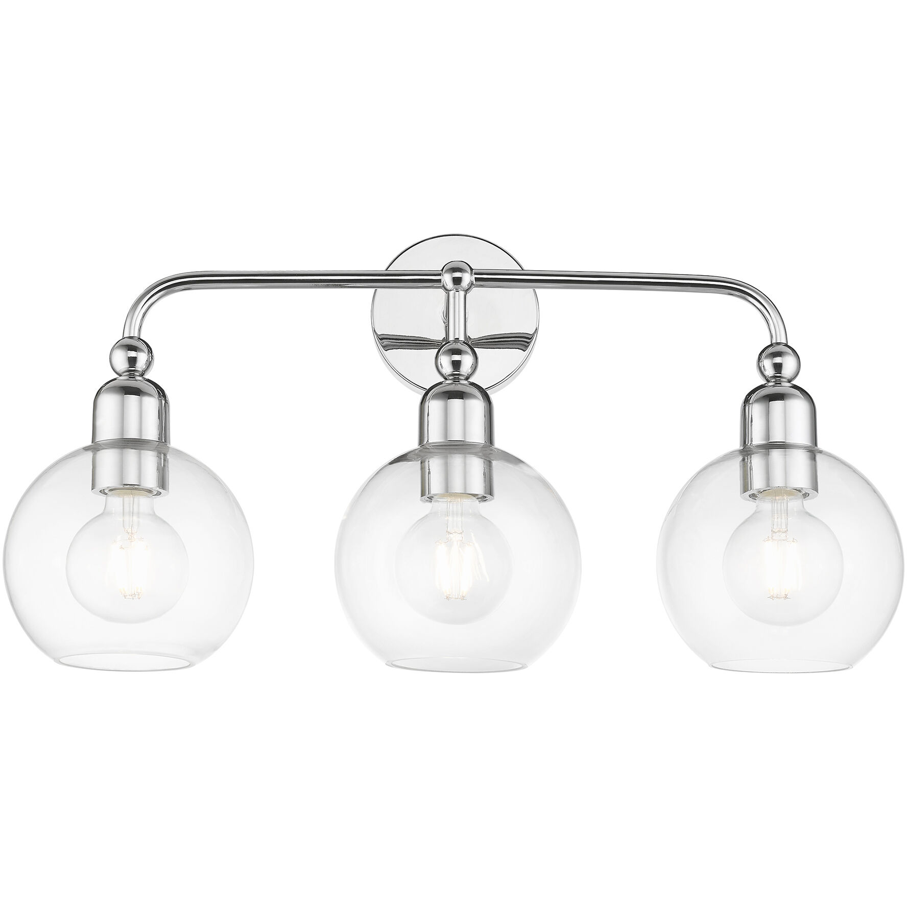 Downtown 3 Light 24 inch Polished Chrome Vanity Sconce Wall Light, Sphere