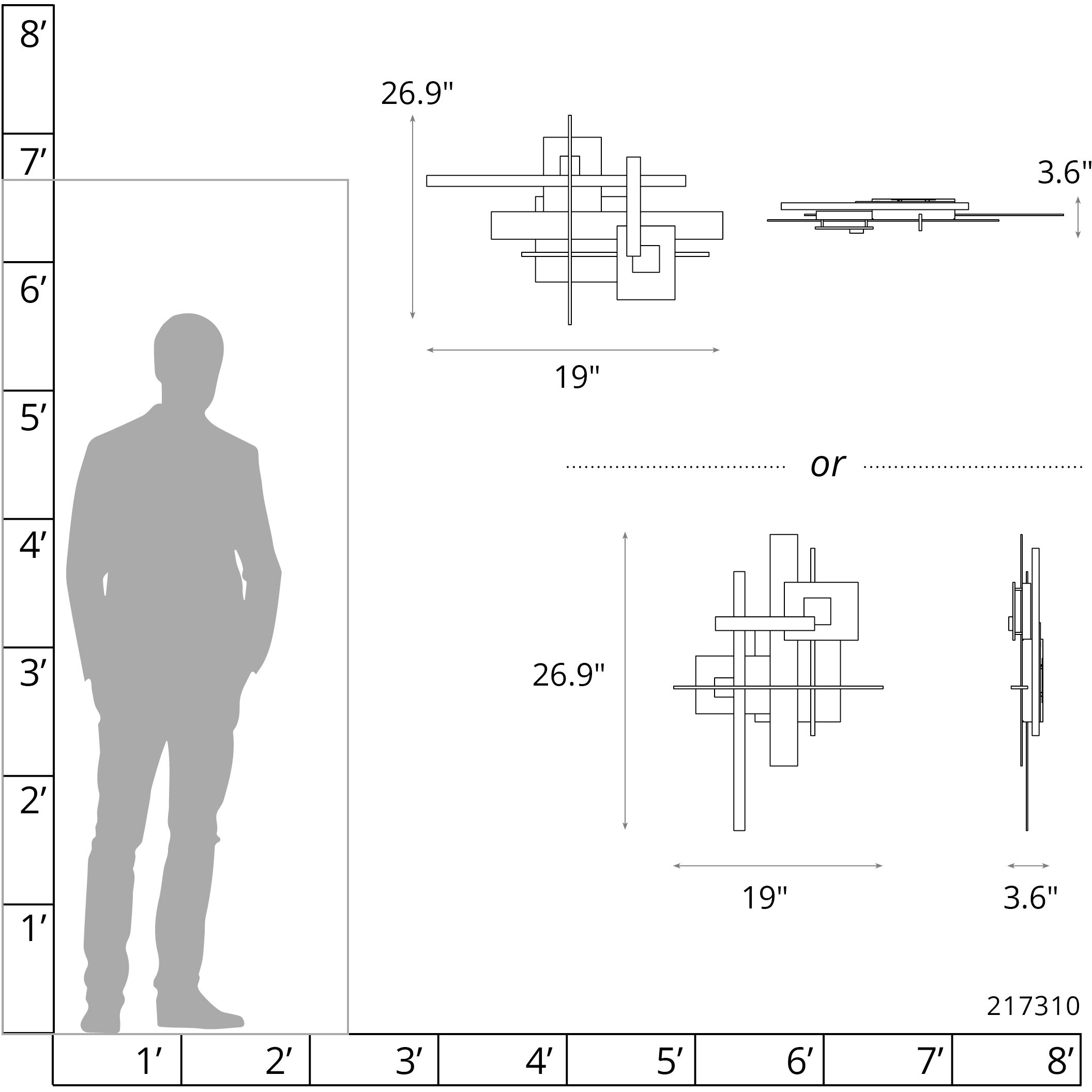 Planar LED 19 inch Modern Brass ADA Sconce Wall Light