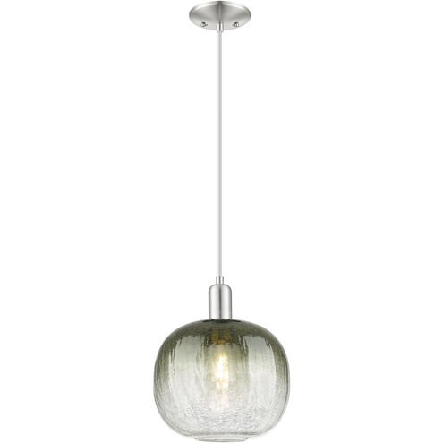 Downtown Urban Brookhaven Sphere 1 Light 10 inch Brushed Satin Nickel Mini Pendant Ceiling Light in Slate Glass