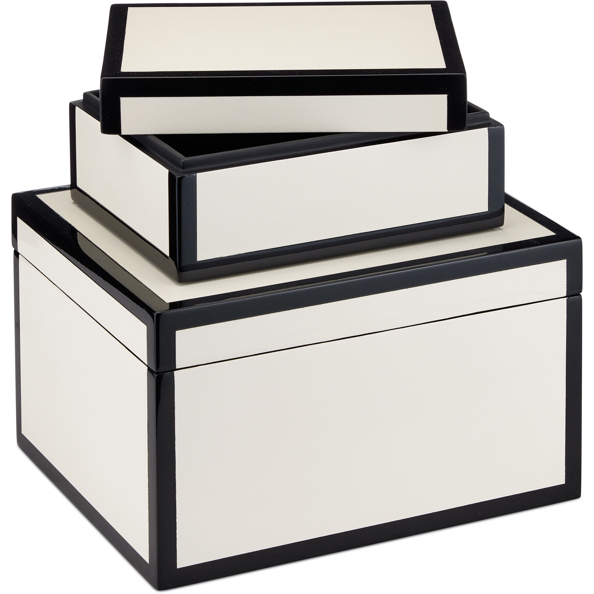 Chloe 10.25 inch Ivory/Black Boxes, Set of 2
