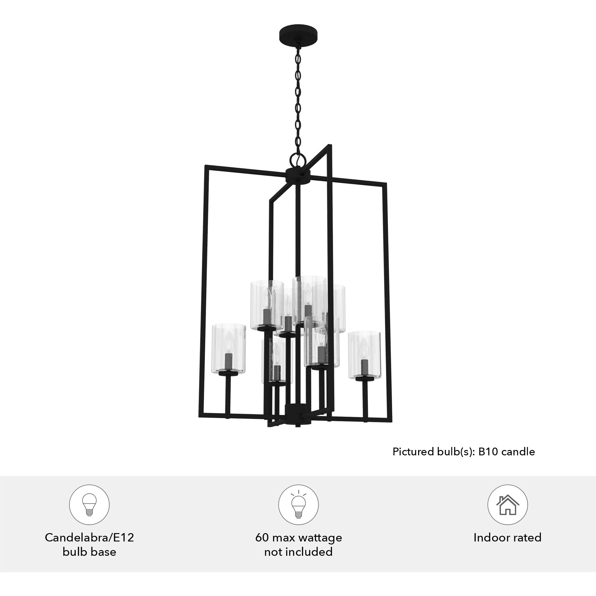 Kerrison 8 Light 24 inch Natural Black Iron Foyer Pendant Ceiling Light