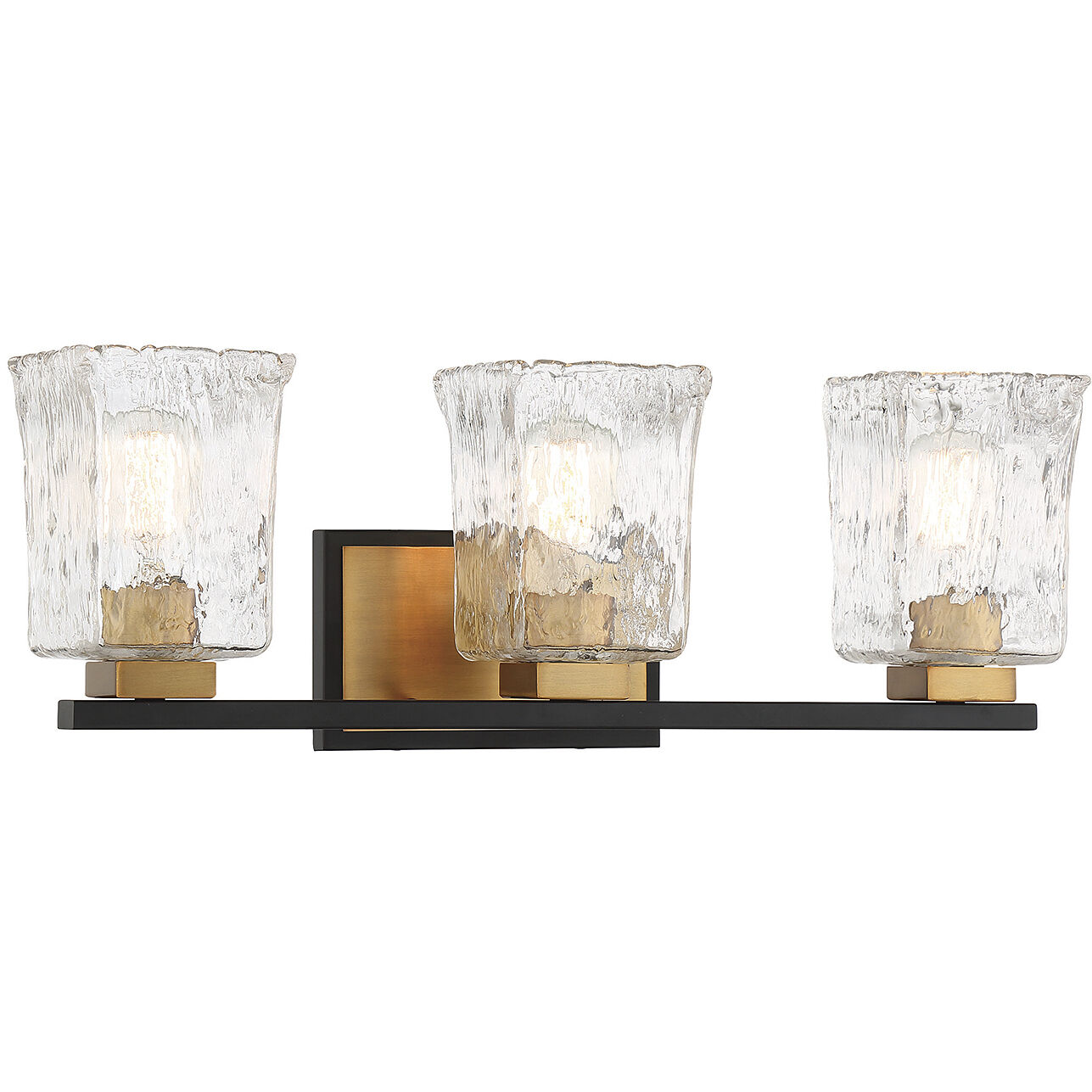 Sidney 3 Light 23 inch Black with Warm Brass Accents Bathroom Vanity Light Wall Light