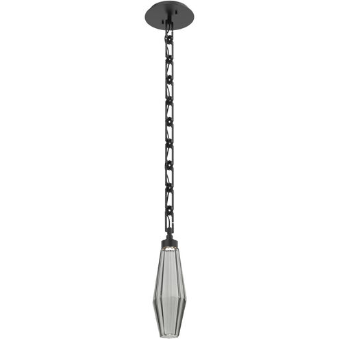 Aalto LED 6 inch Matte Black Pendant Ceiling Light in 3000K LED, Smoke, Rectangular Chain