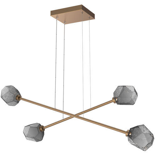Gem LED Novel Brass Linear Multi-Pendant Ceiling Light in Smoke, 2700K LED, Double Moda
