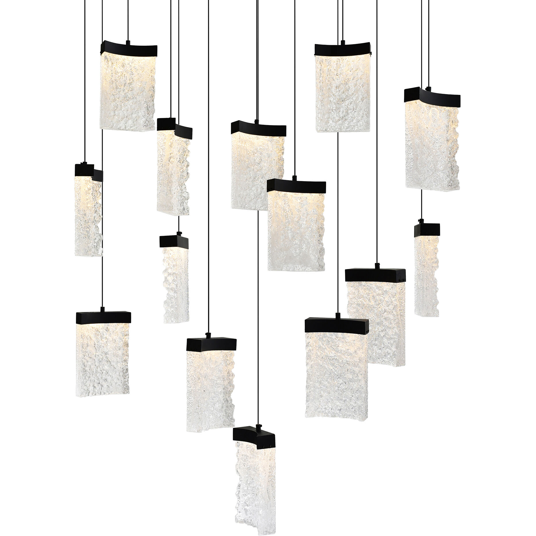 Lava LED 48 inch Black Chandelier Ceiling Light