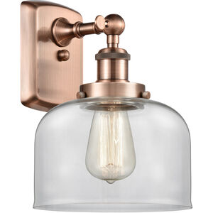 Ballston Large Bell LED 8 inch Antique Copper Sconce Wall Light in Clear Glass