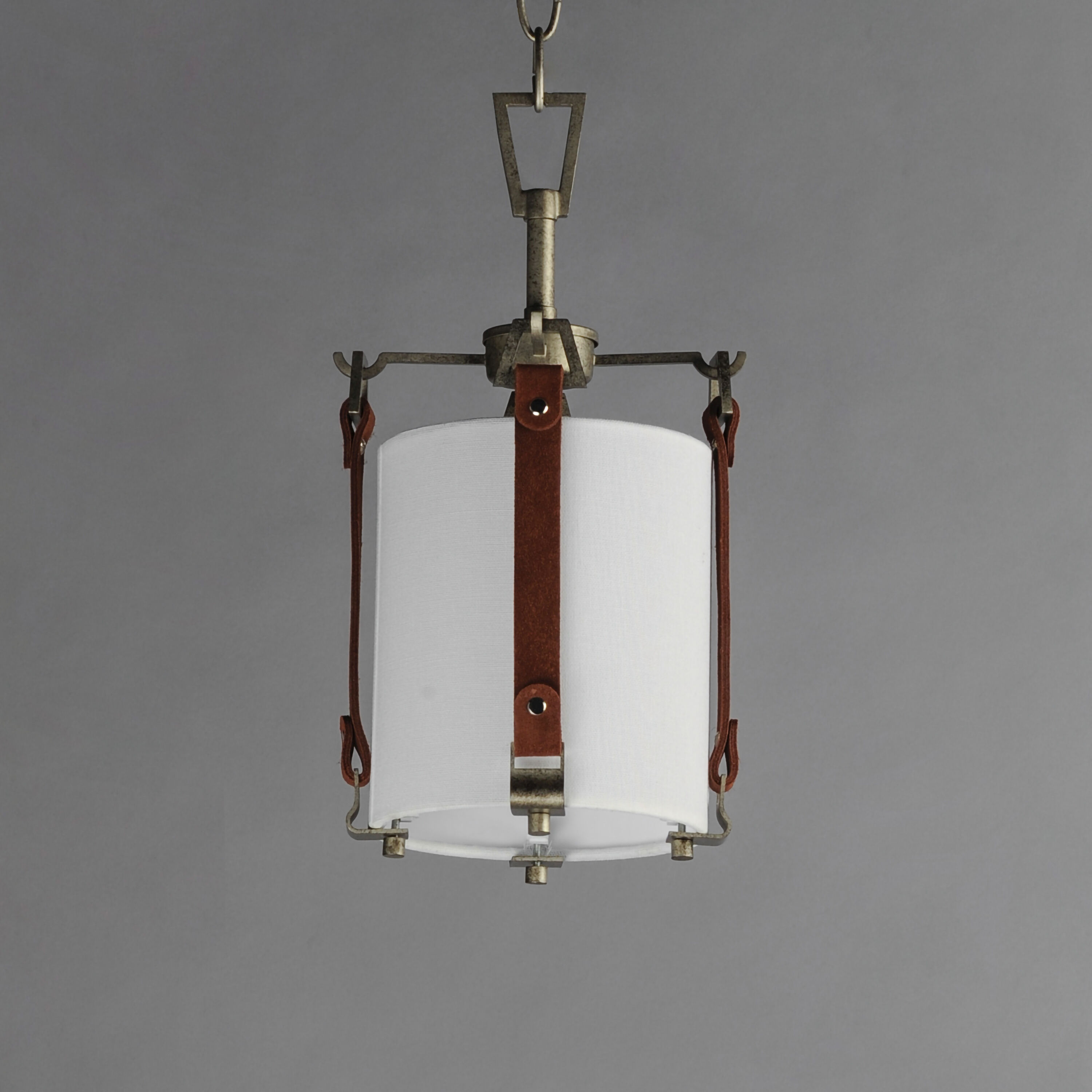 Sausalito 1 Light 7.5 inch Weathered Zinc / Brown Suede Single Pendant Ceiling Light