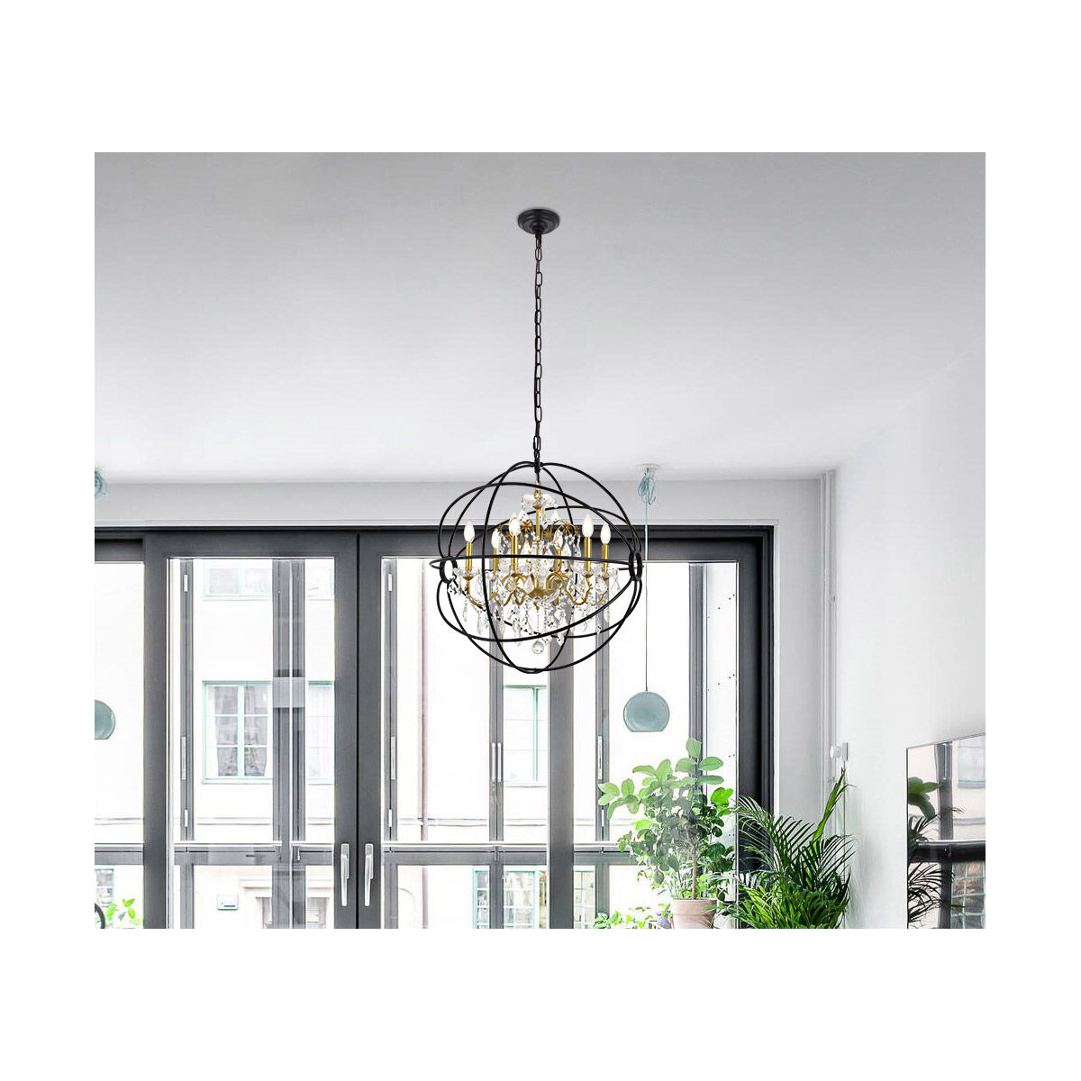 Cordelia 6 Light 26 inch Black and Gold Pendant Ceiling Light