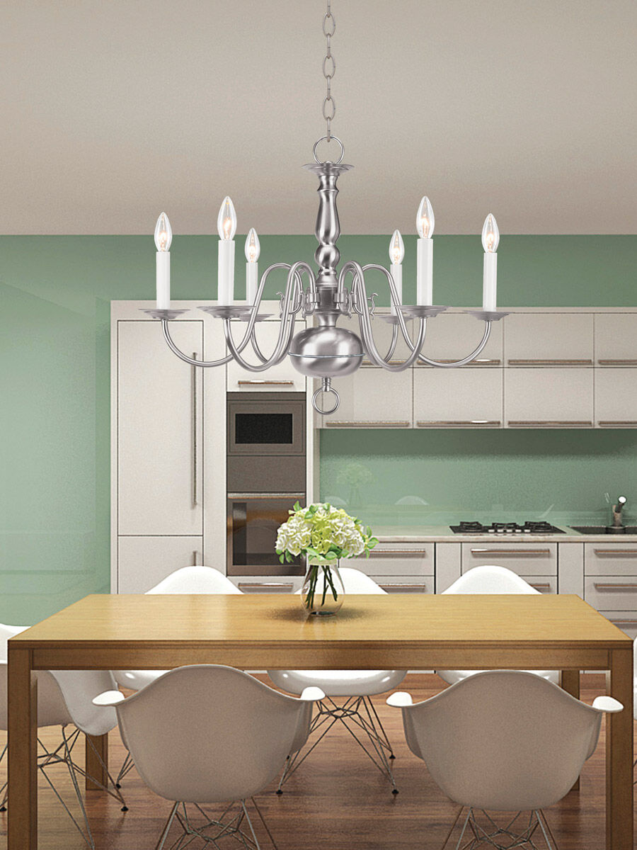 Williamsburgh 6 Light 24 inch Brushed Nickel Chandelier Ceiling Light