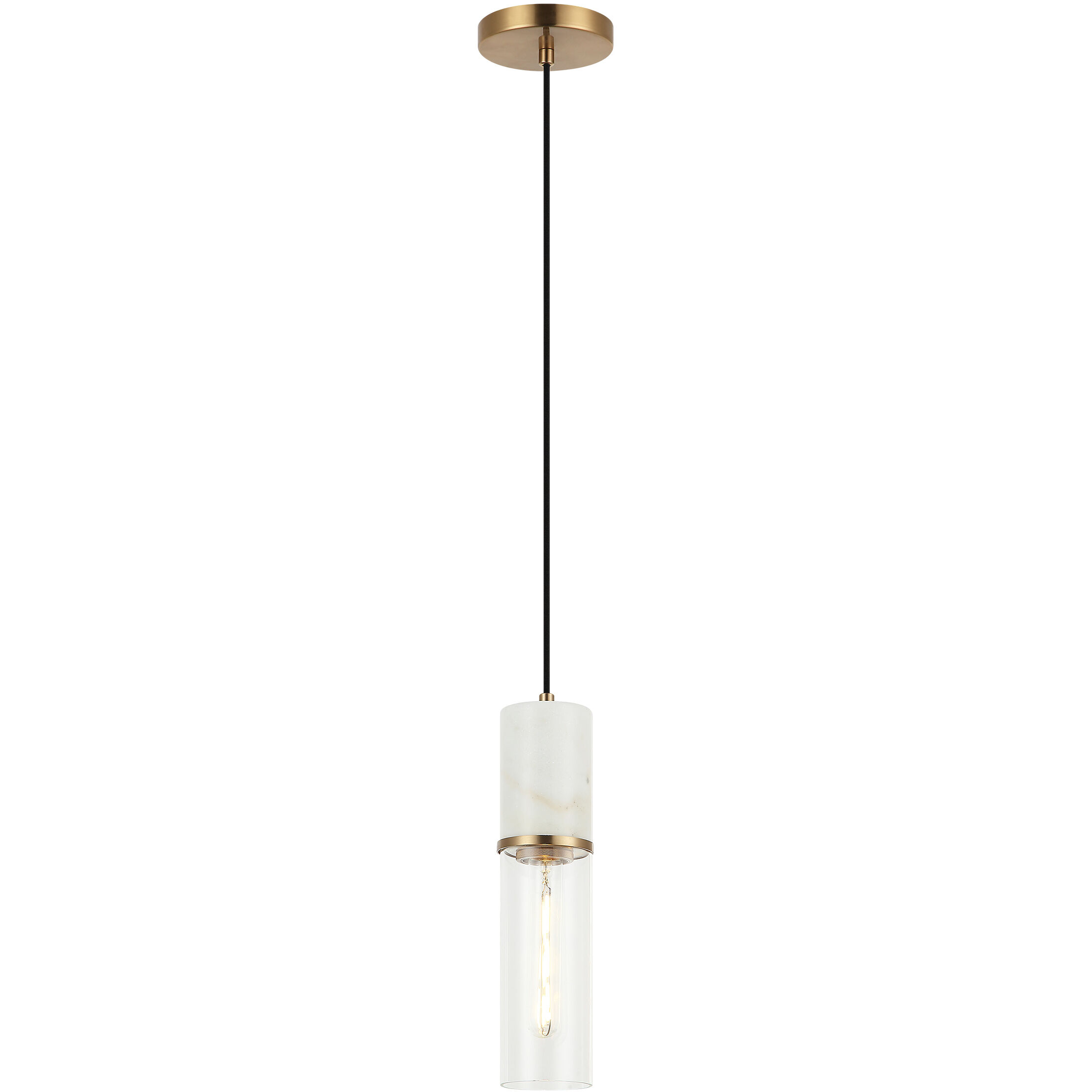 Marmor 1 Light 3.38 inch Aged Gold Brass and White Marble Pendant Ceiling Light