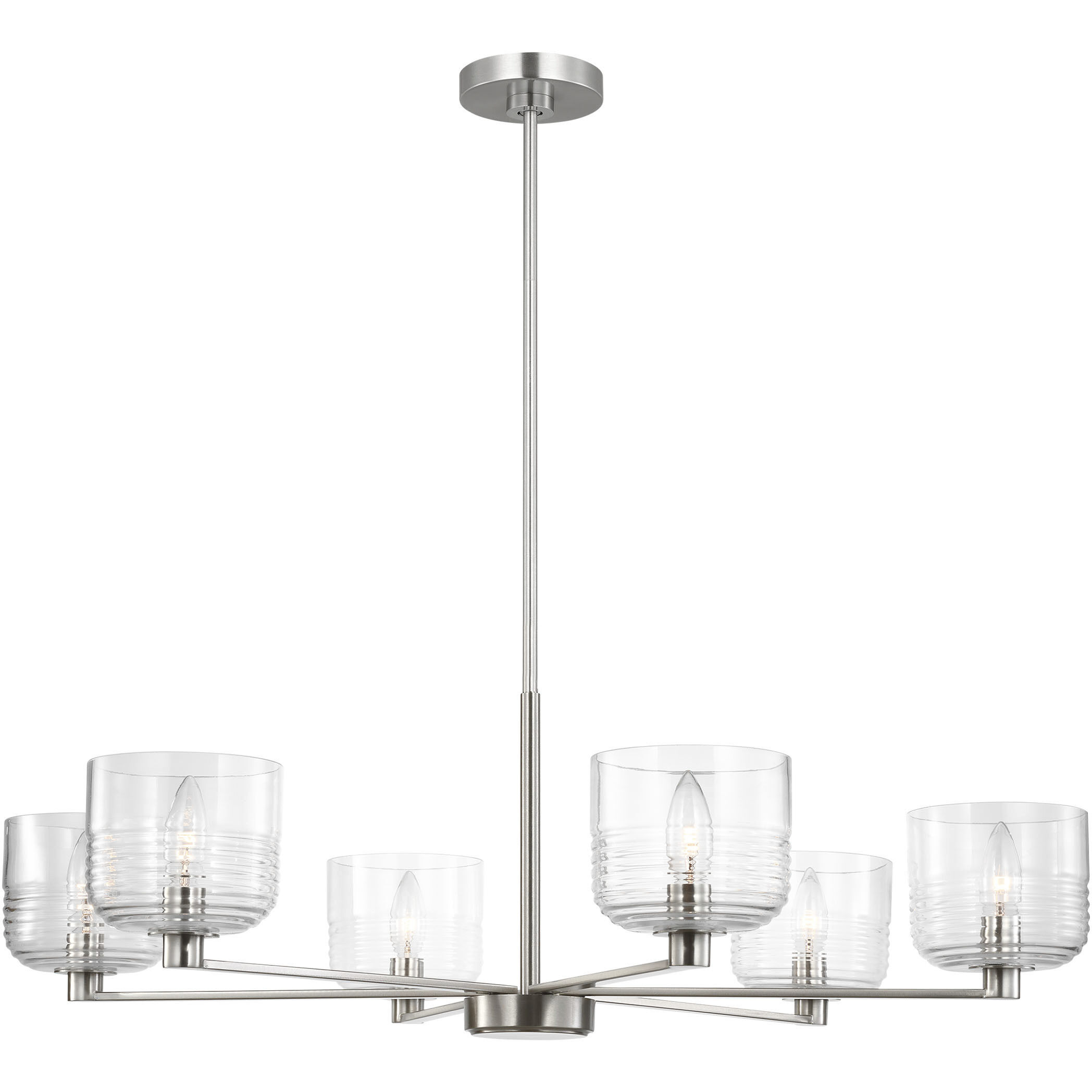 Drew & Jonathan Lochdale 6 Light 33.88 inch Brushed Nickel Chandelier Ceiling Light, Large