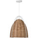 Sean Lavin Norman Pendant Ceiling Light in Matte White with Blonde Rattan