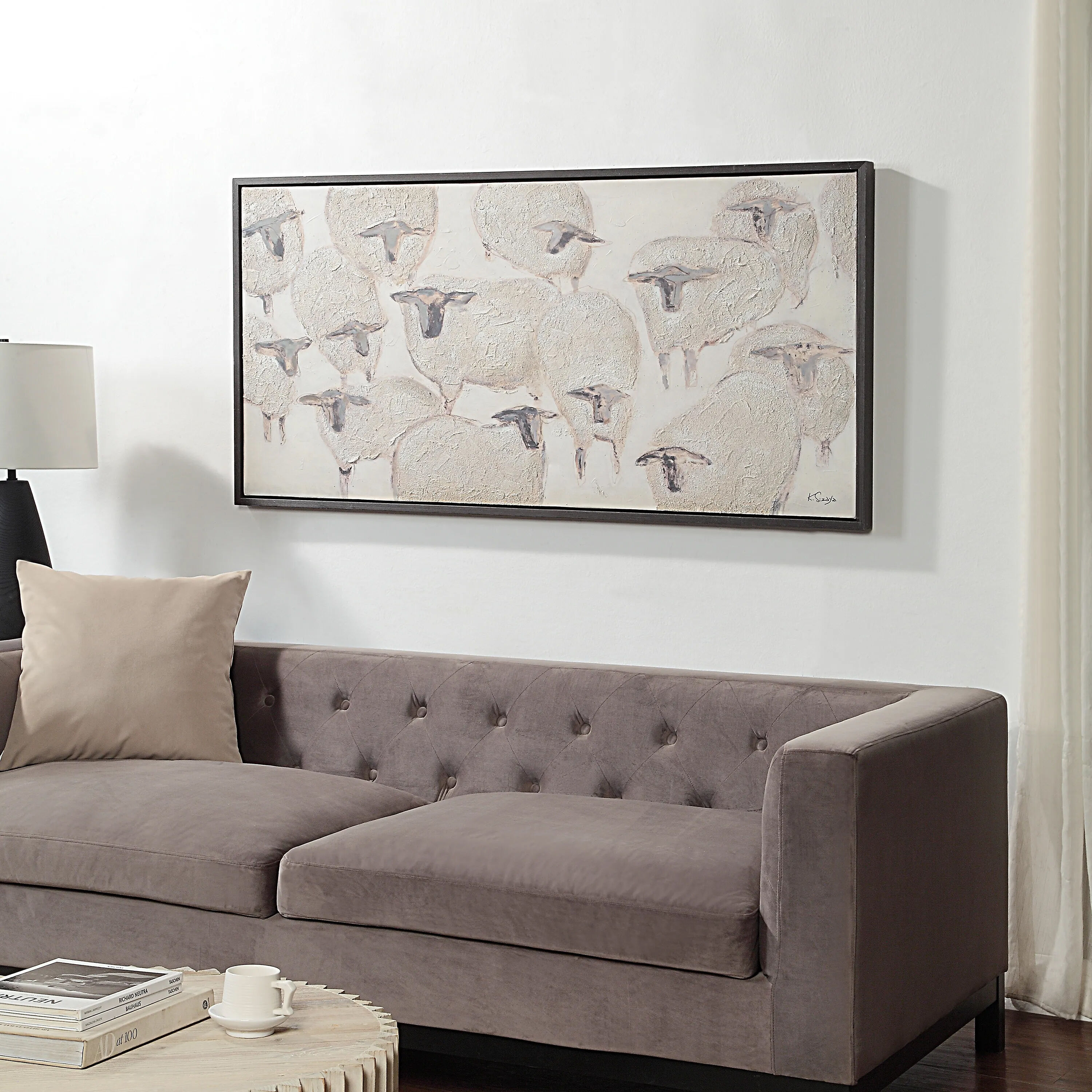 Shah White/Grey/Black Canvas Art