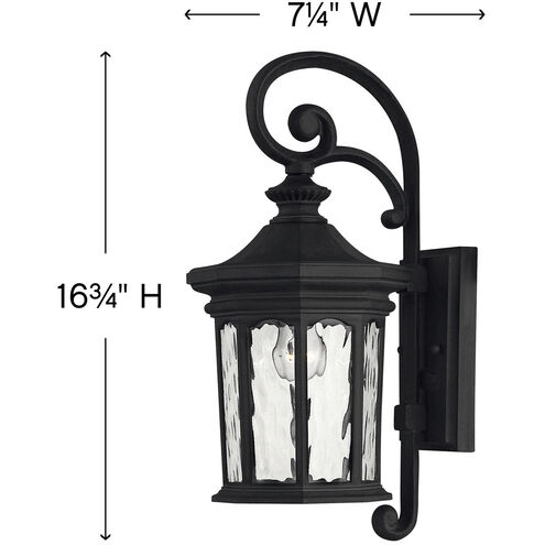 Estate Series Raley LED 17 inch Museum Black Outdoor Wall Mount Lantern, Small