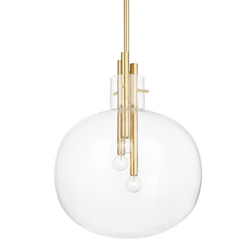 Hempstead 3 Light 18.25 inch Aged Brass Pendant Ceiling Light, Large