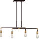 Piper 4 Light 39 inch Black and Antique Brass Linear Chandelier Ceiling Light