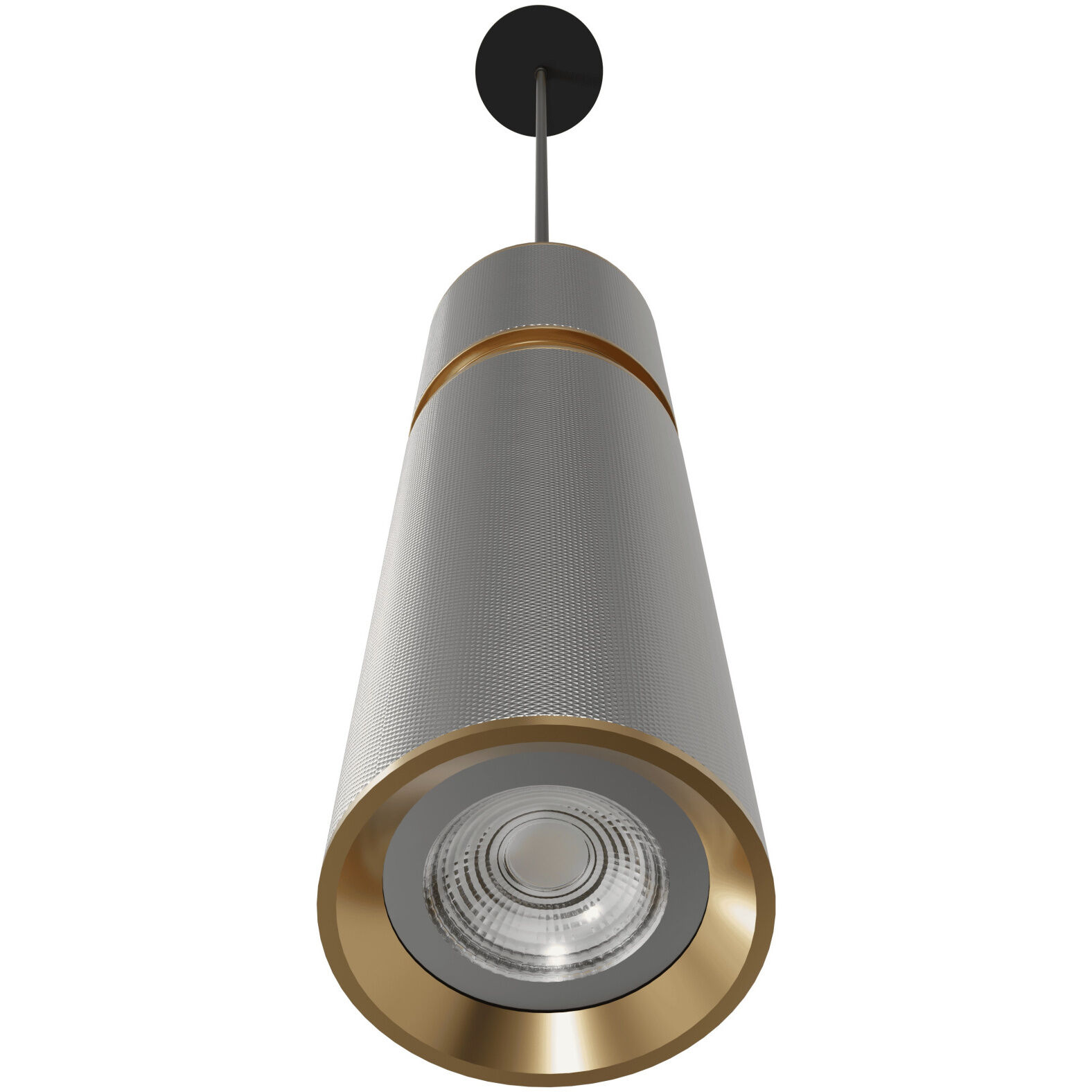 Cicada LED 3 inch Knurled Light Grey with Brass Pendant Ceiling Light