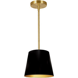 Oversized Drum 1 Light 10 inch Black and Gold Pendant Ceiling Light in Black/Gold Jewel Tone, X-Small