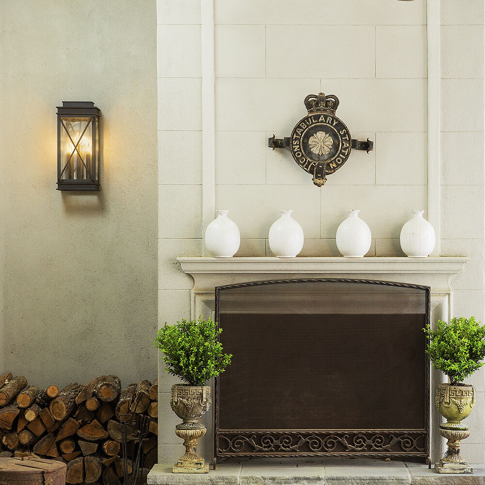 Montecito Outdoor Wall Mount Lantern in Black, Large