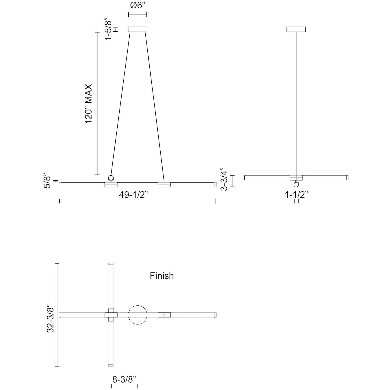 Akari LED 32.38 inch Brushed Nickel Chandelier Ceiling Light