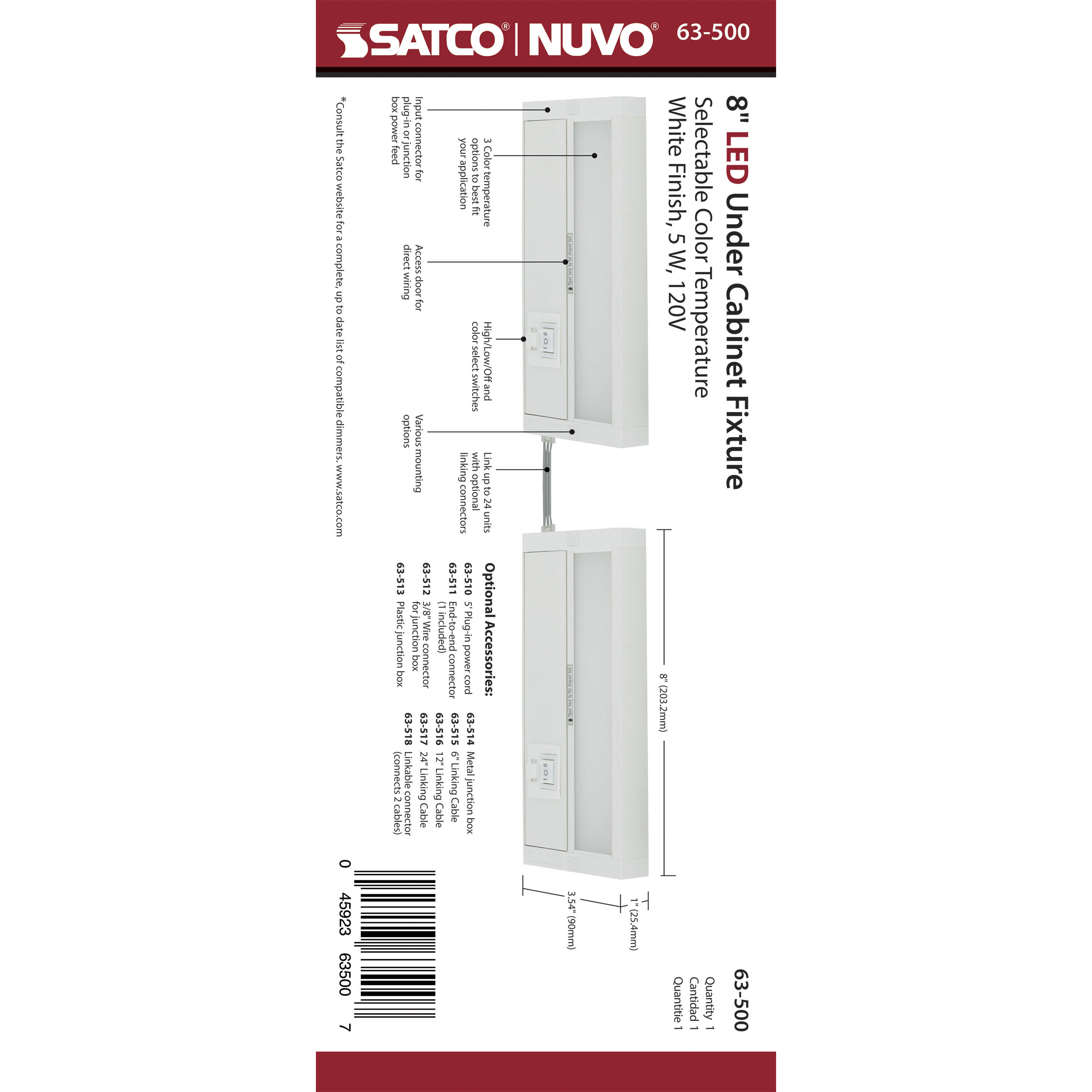 CounterQuick 120 LED 8 inch White Under Cabinet & Cove, Linear Strip