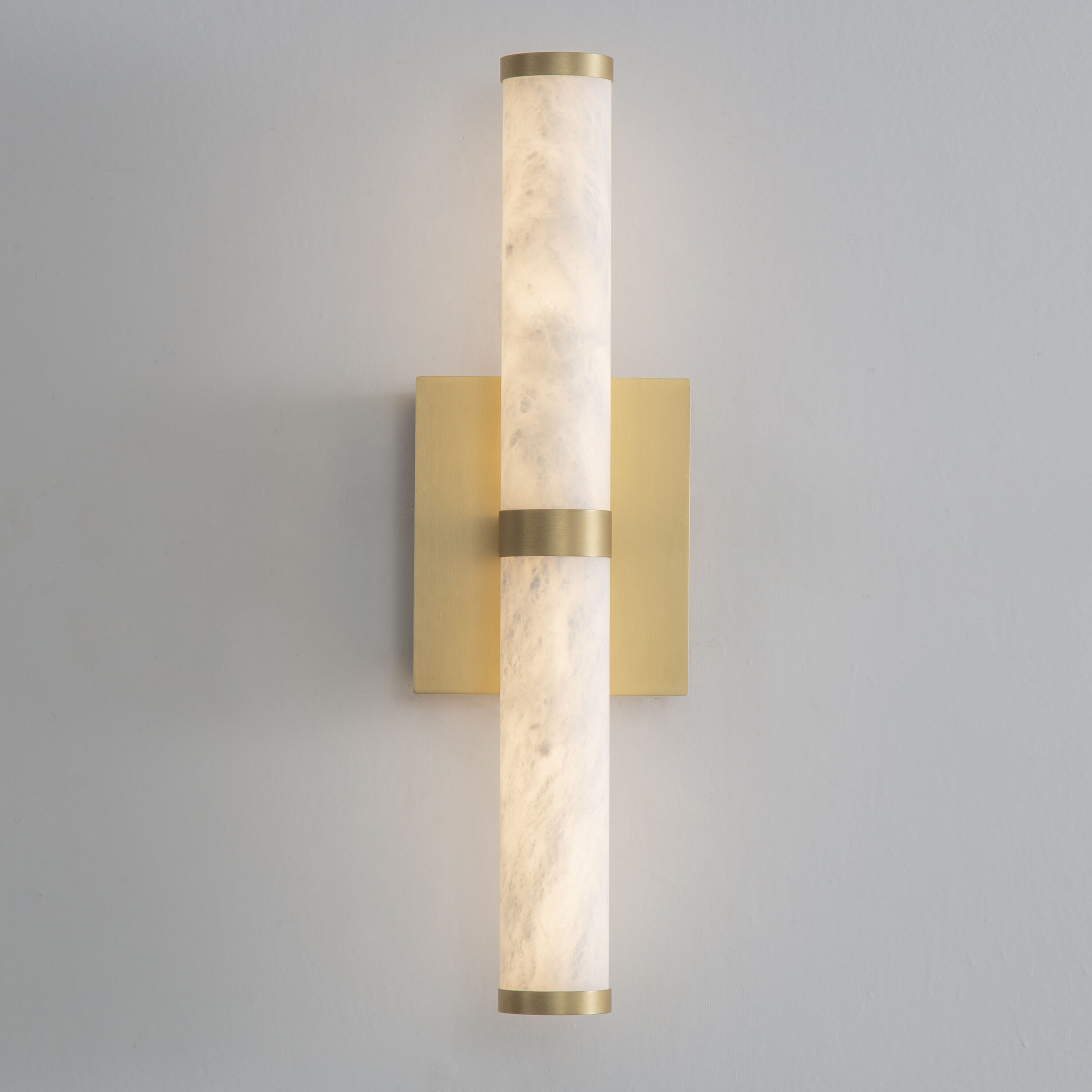 Aragon Wall Sconce Wall Light in White Alabaster and Gold