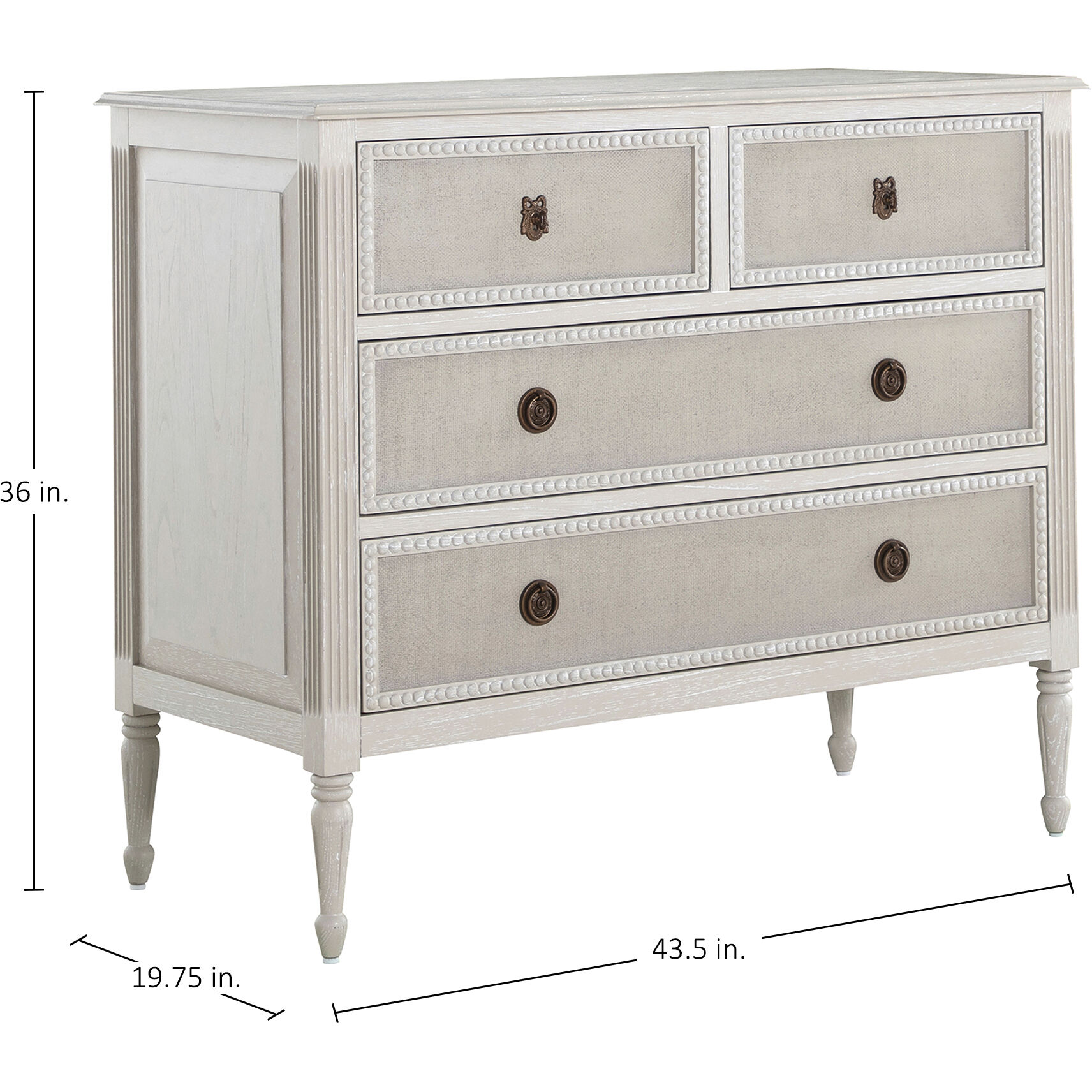 Caroline Cerused White and Painted Burlap Chest