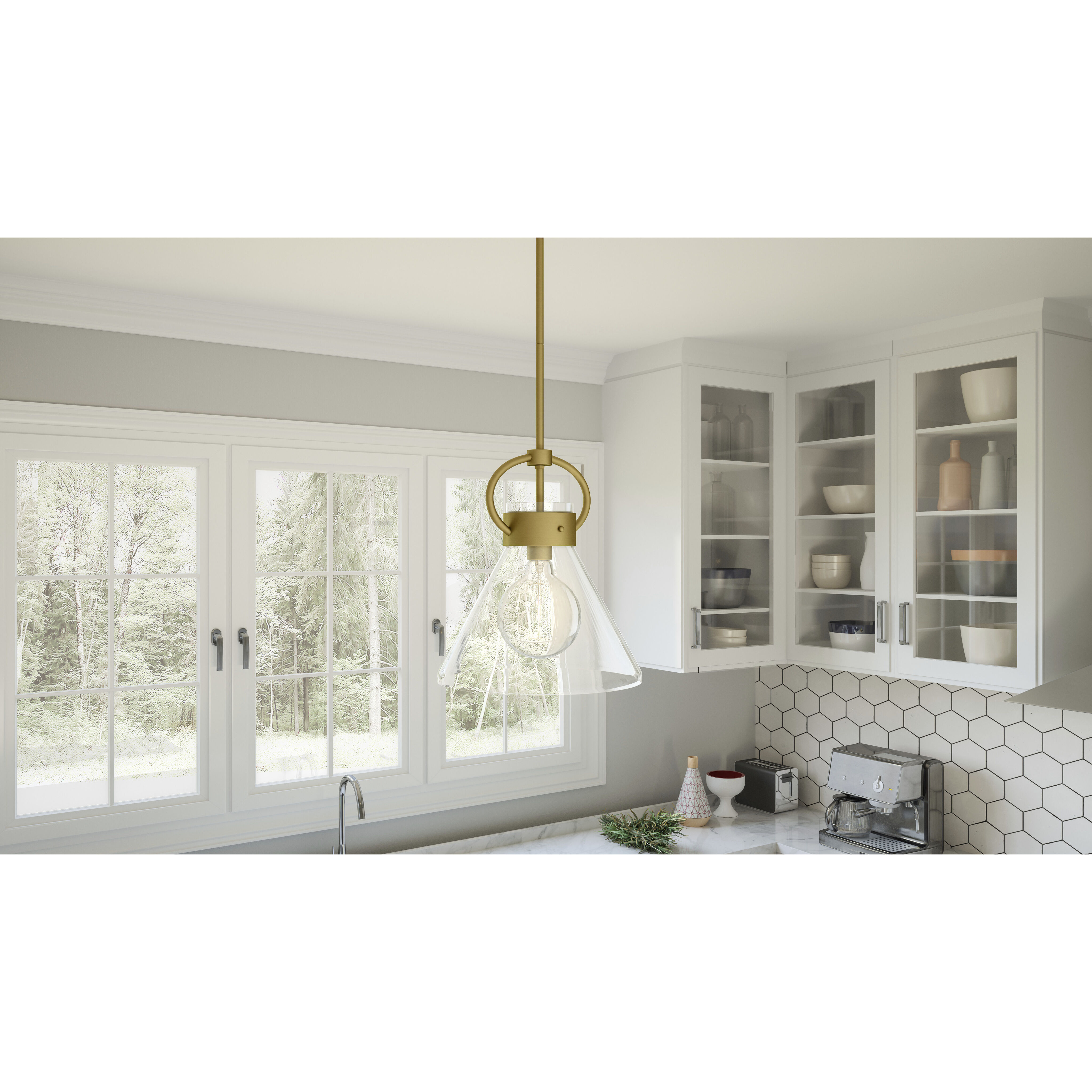 Webster 1 Light 12 inch Weathered Brass Mini Pendant Ceiling Light, Small