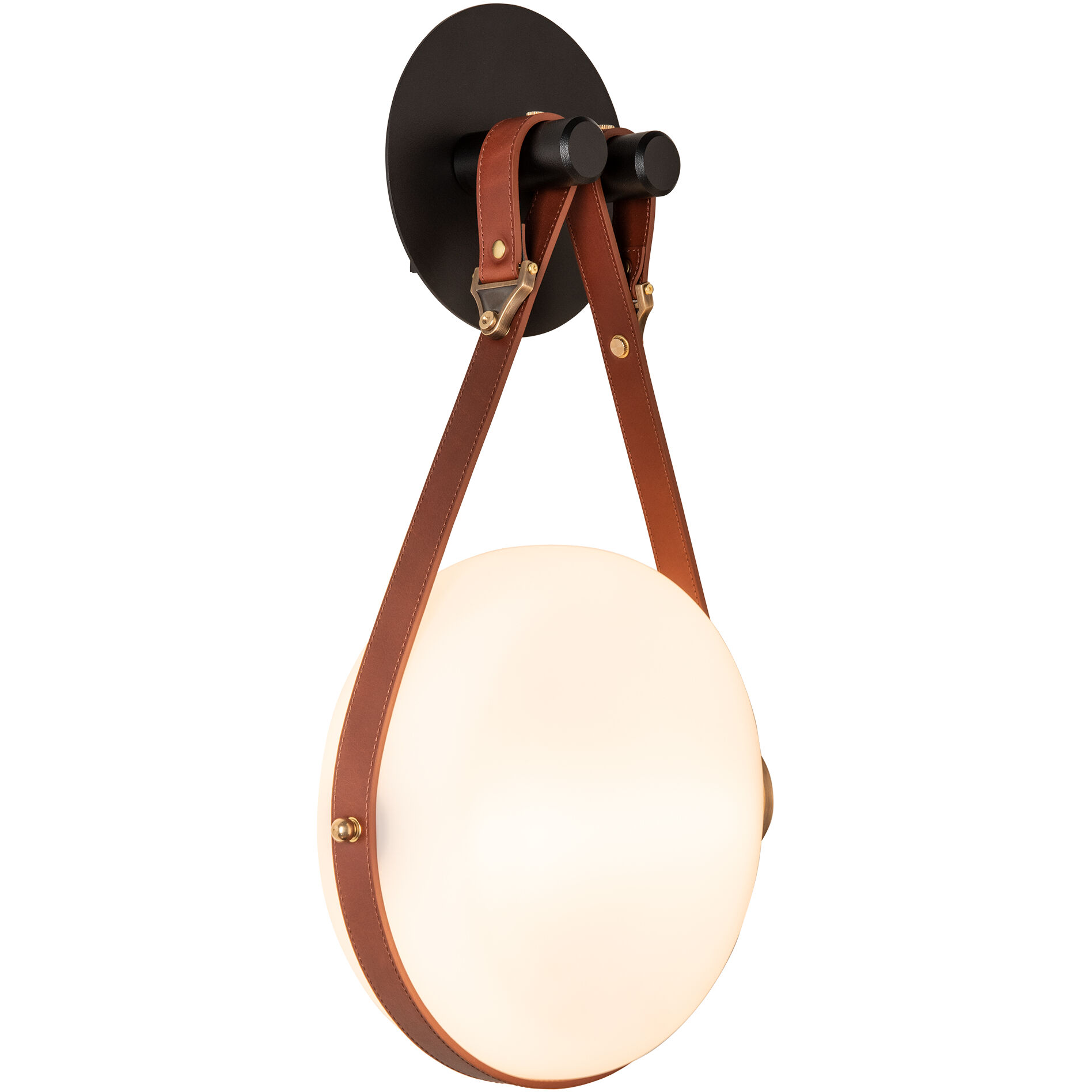 Derby LED 10.9 inch Black and Antique Brass ADA Sconce Wall Light in Leather British Brown/Hubbardton forge Branded Plate, Black/Antique Brass