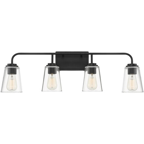 Transitional 4 Light 32 inch Matte Black Vanity Light Wall Light