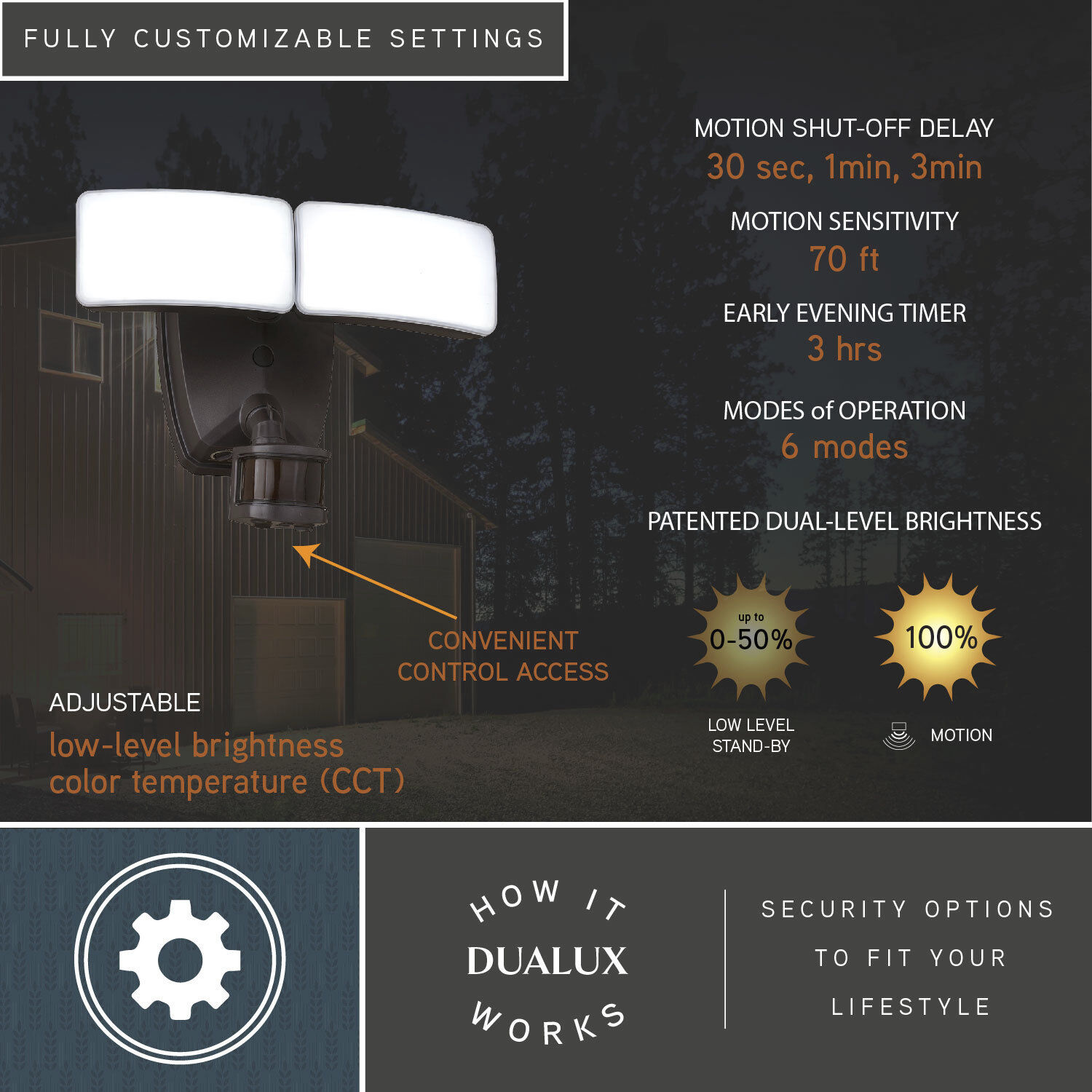 Zeta LED 8 inch Bronze Outdoor Security