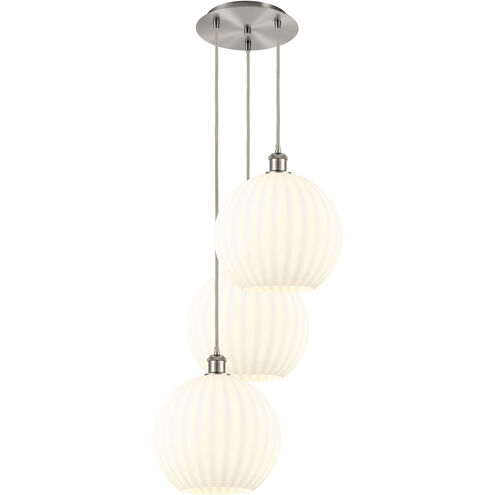 Ballston White Venetian 3 Light 18.5 inch Brushed Satin Nickel Cord Hung Multi Pendant Ceiling Light
