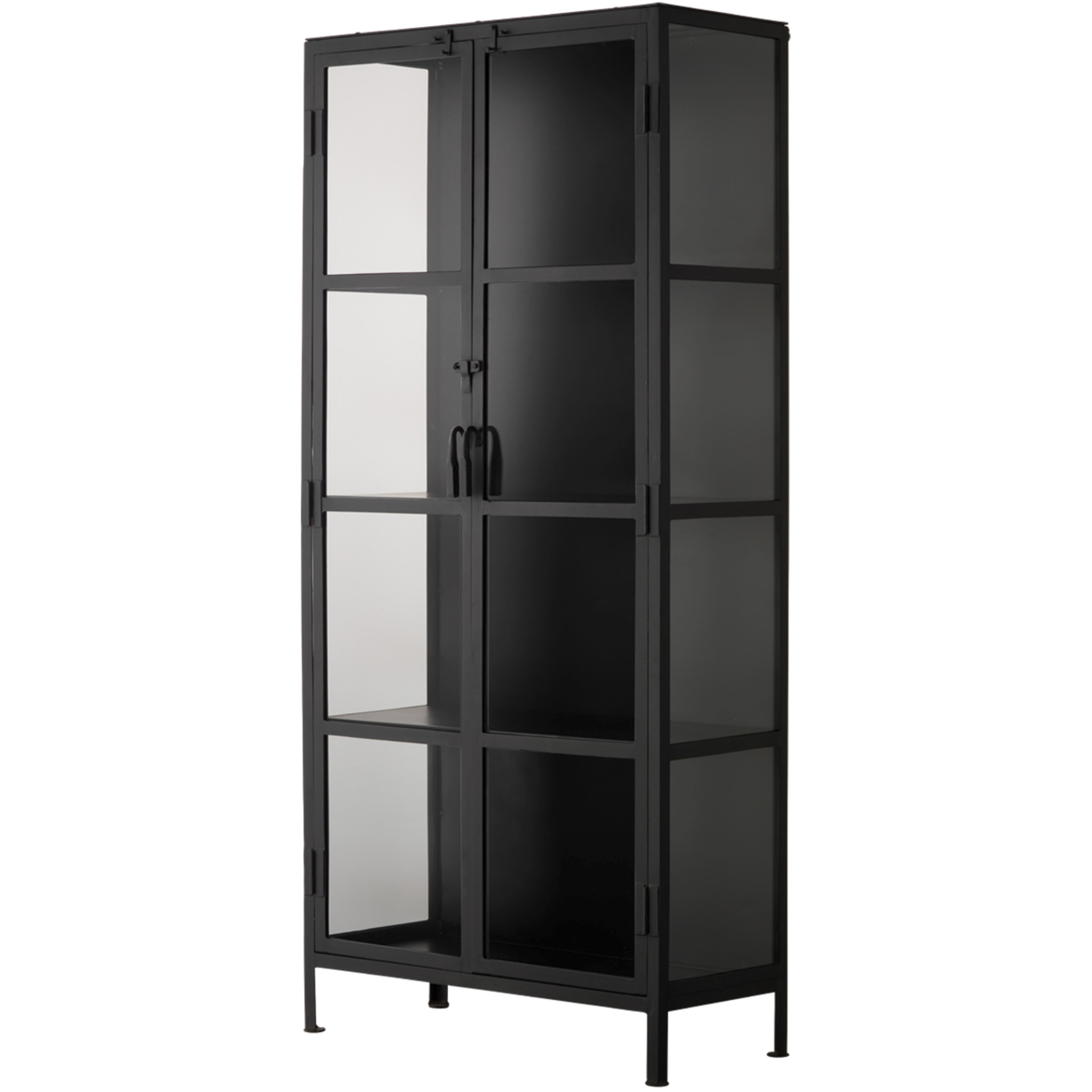 Union Black Iron & Clear Glass Tall Curio Cabinet