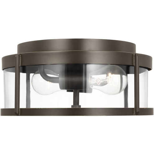 Luning 2 Light 13 inch Antique Bronze Outdoor Flush Mount, Medium