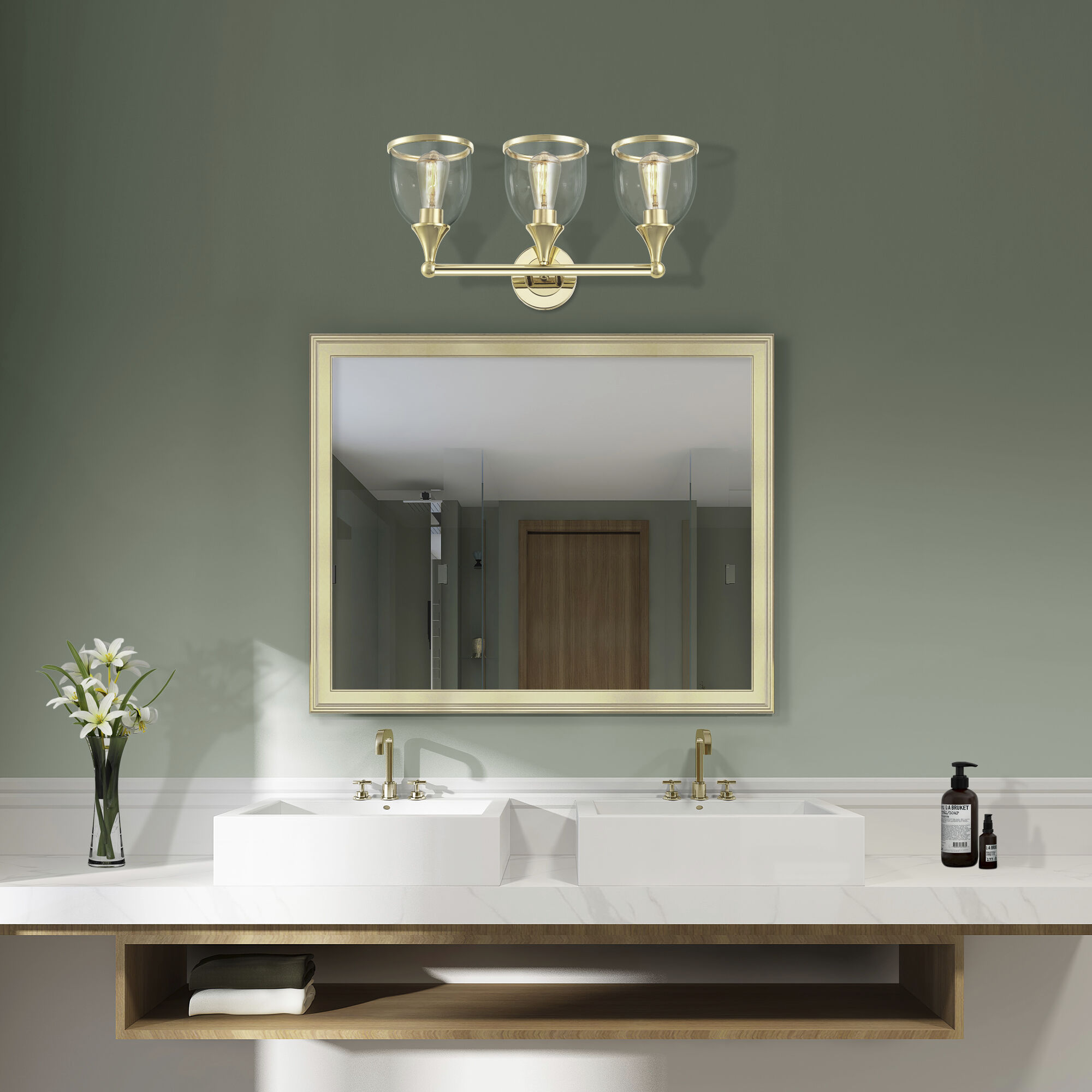 Ashridge 3 Light 24 inch Polished Brass Vanity Wall Sconce Wall Light