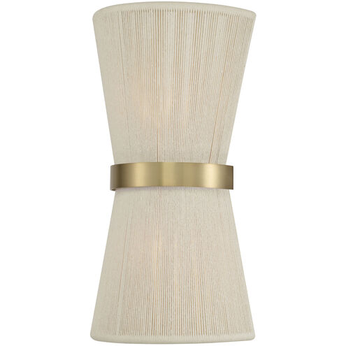 Cecilia 2 Light 8.75 inch Bleached Natural Rope and Patinaed Brass Sconce Wall Light